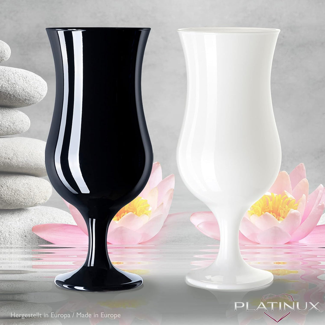 PLATINUX Schwarze & Weisse Cocktailgläser 400ml (max. 470ml) aus Glas Set 6-Teilig Longdrinkgläser P
