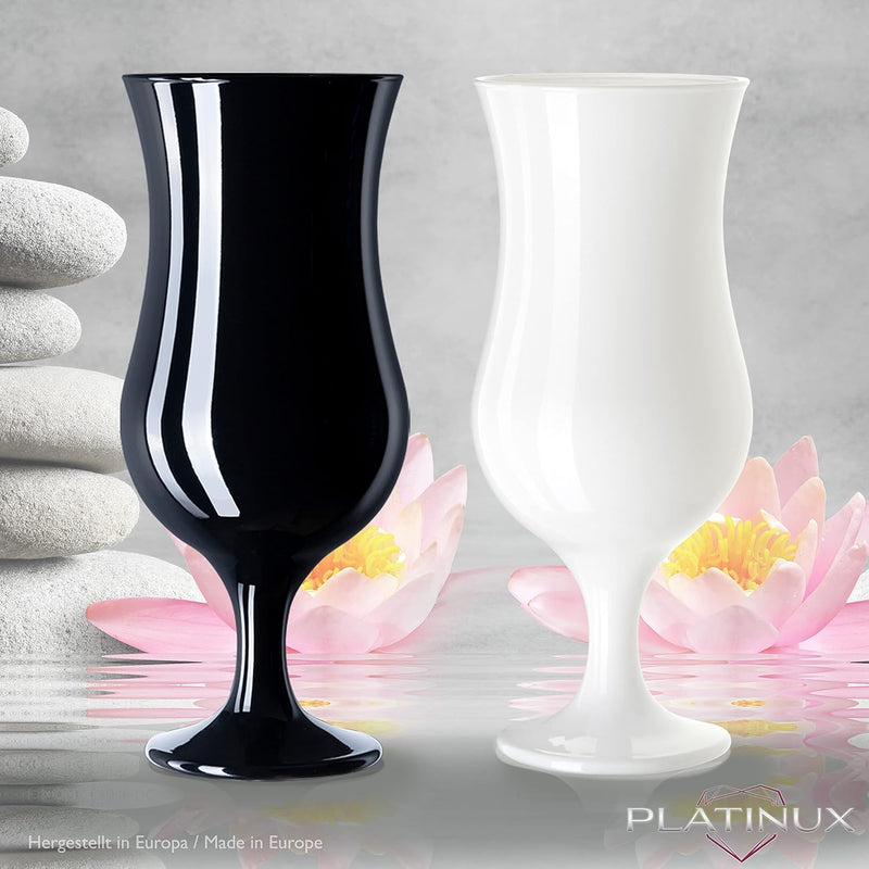 PLATINUX Schwarze & Weisse Cocktailgläser 400ml (max. 470ml) aus Glas Set 6-Teilig Longdrinkgläser P