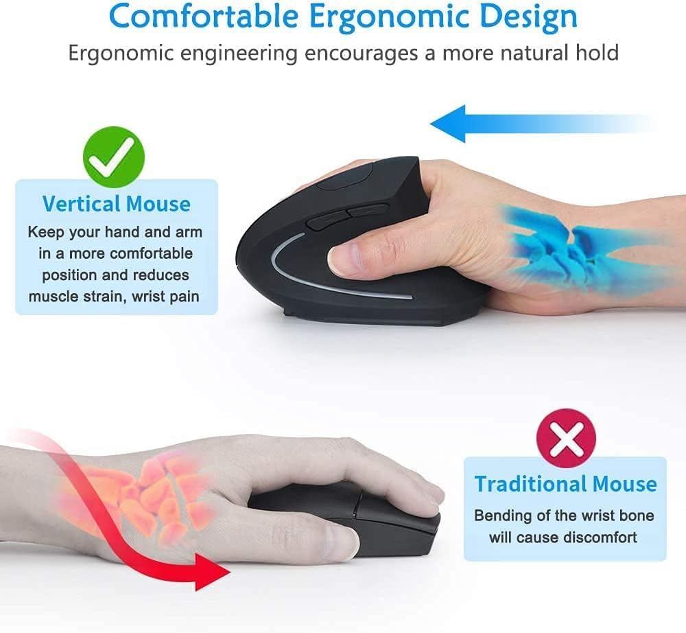 2.4G Wireless Vertikale Ergonomische, Wiederaufladbar, Optische Maus Vertical Ergonomic Optical Mous