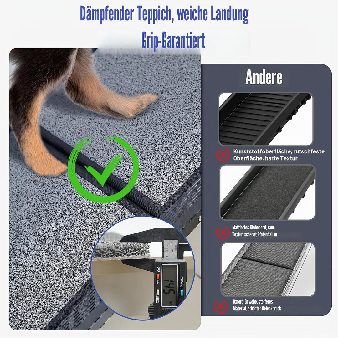 BACOENG Hunderampe Auto Klappbar, Hundetreppe Auto mit Rutschfester Teppich, 160cm rutschfest Hunder