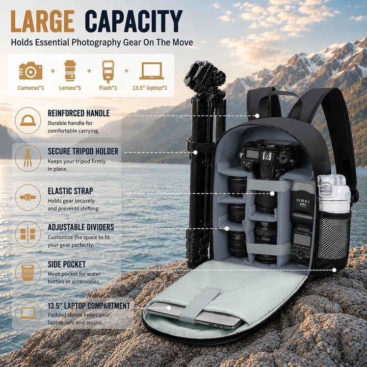 Kamerarucksack Tasche mit Stativhalterung Wasserdichtes Kameragehäuse Fotografie Rucksack Anti-Diebs