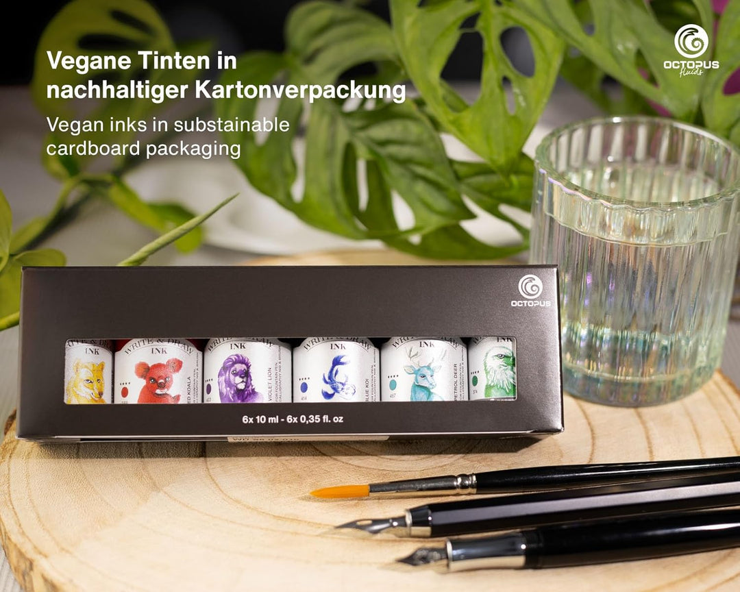 Octopus Write and Draw Ink Set RAINBOW, wasserfeste Tinte zum Schreiben und Zeichnen, Kalligraphieti