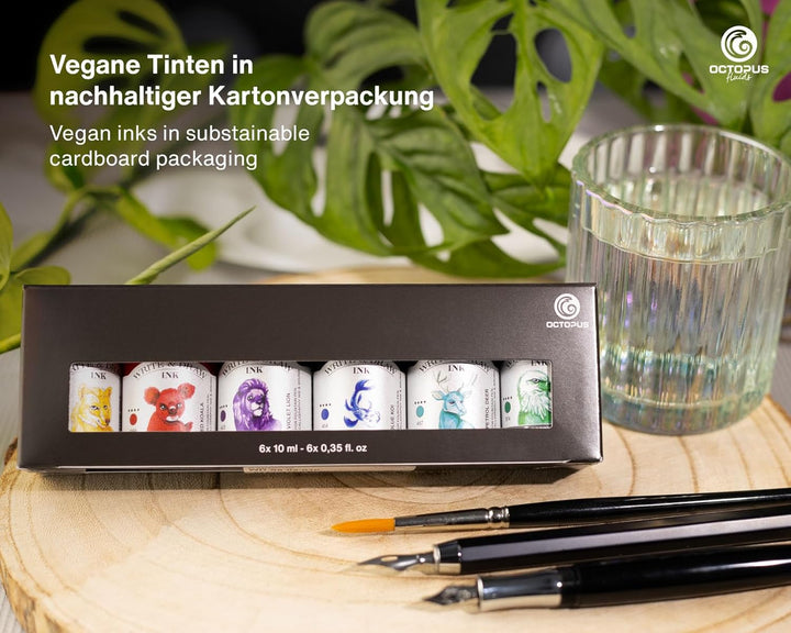 Write and Draw Ink Set RAINBOW, Schreib- und Zeichentusche, 6 x 10 ml mit Schreibfeder RAINBOW 60 ml