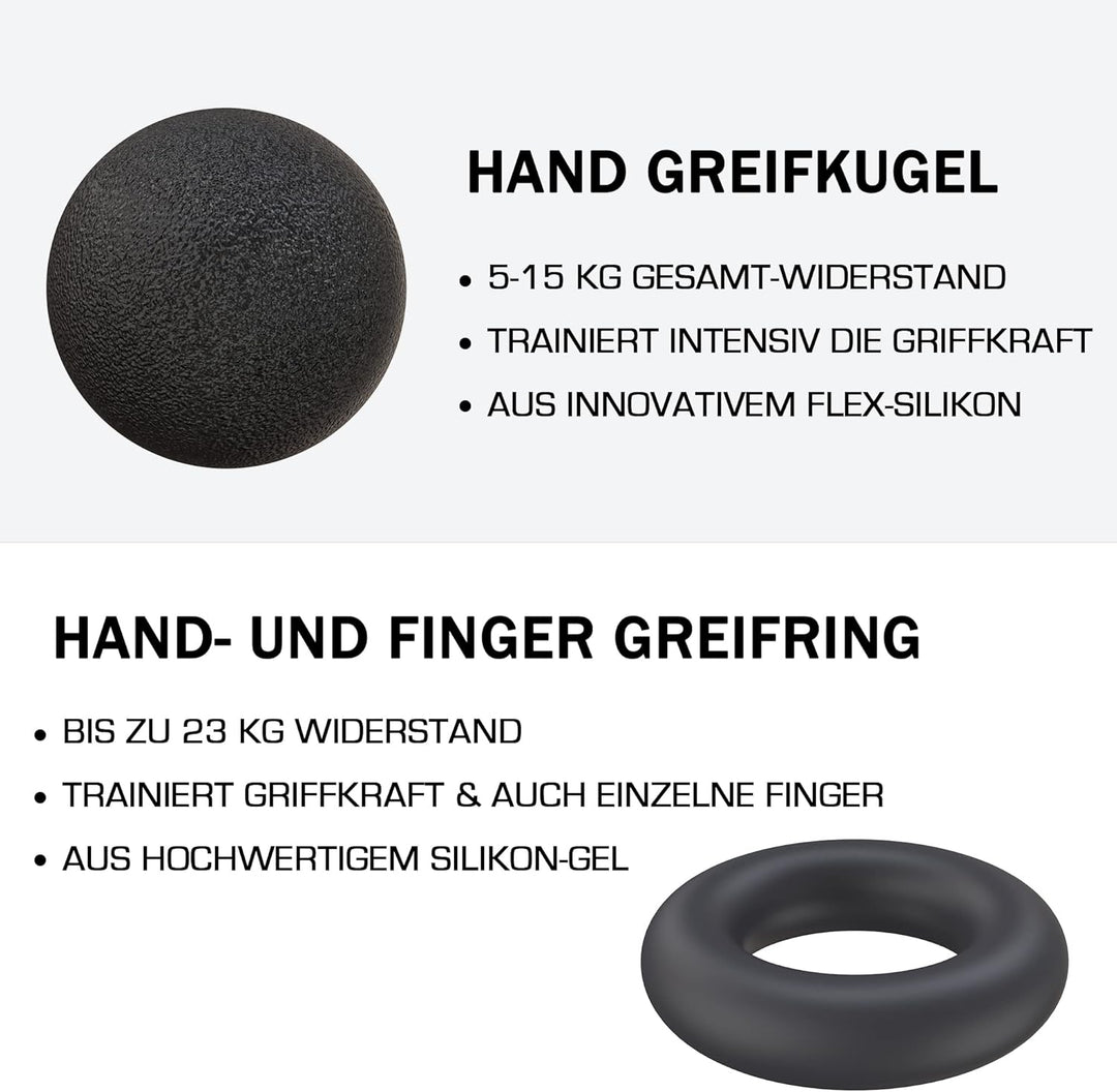 ALPHASKIN Premium Handtrainer I Verbessertes Konzept 2023 I 2er & 5er Set | Fingertrainer Griffkraft