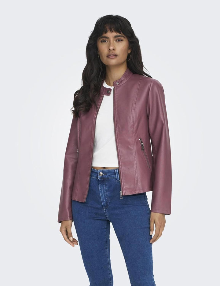 ONLY Damen Onlnewmelisa Faux Leather Jacket Cc OTW Jacke 74 Rose Brown, 74 Rose Brown