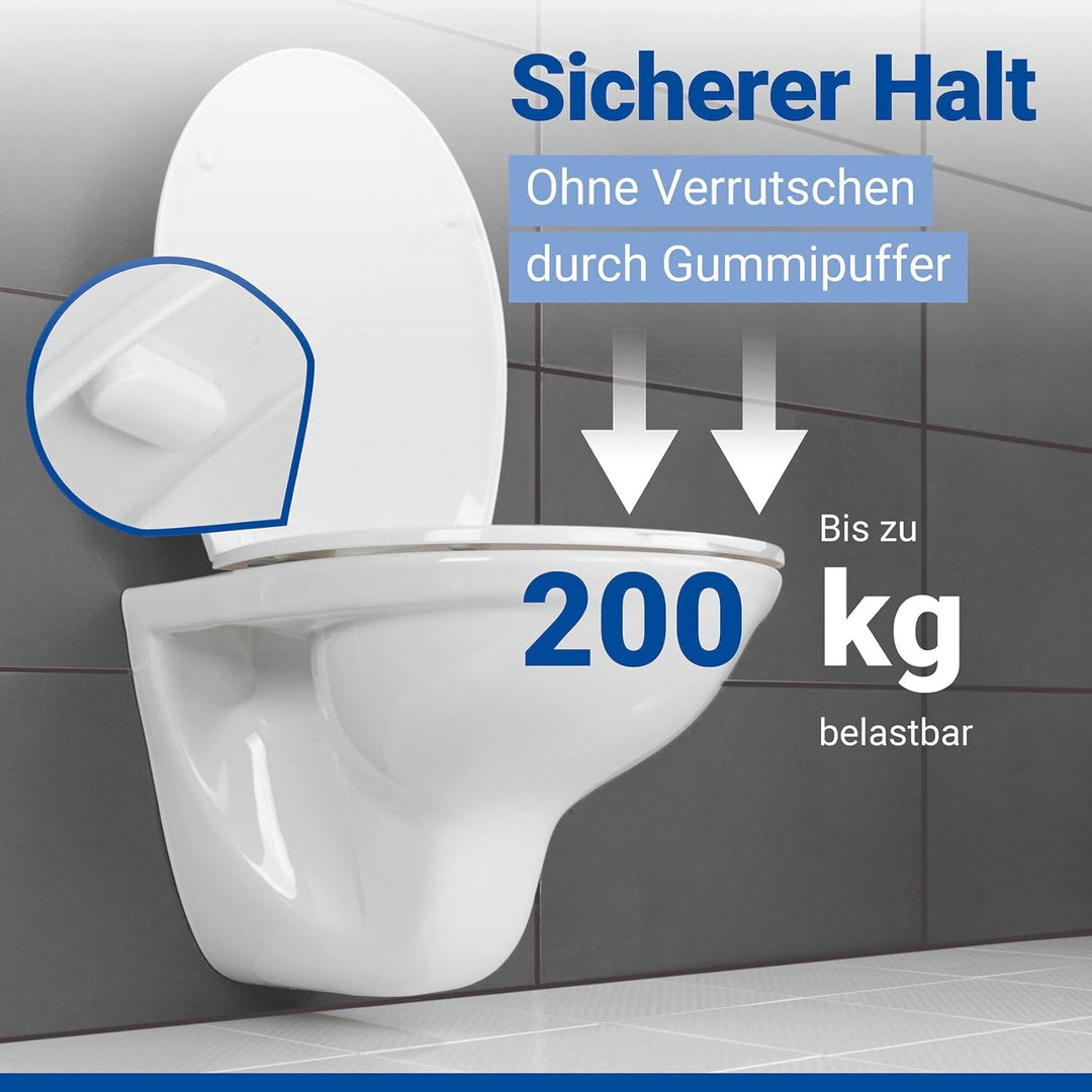 WENKO Premium WC-Sitz Kos Weiss, Toilettendeckel mit Absenkautomatik und Fix-Clip Hygiene Befestigun