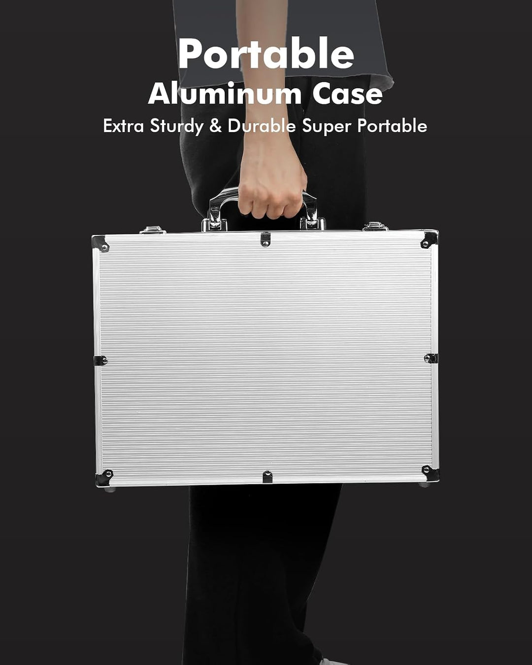 HEITOK Pokerkoffer, Poker Set mit 500 Stück ohne Wert 11,5 Gramm und Aluminium-Tragkoffer für Freize