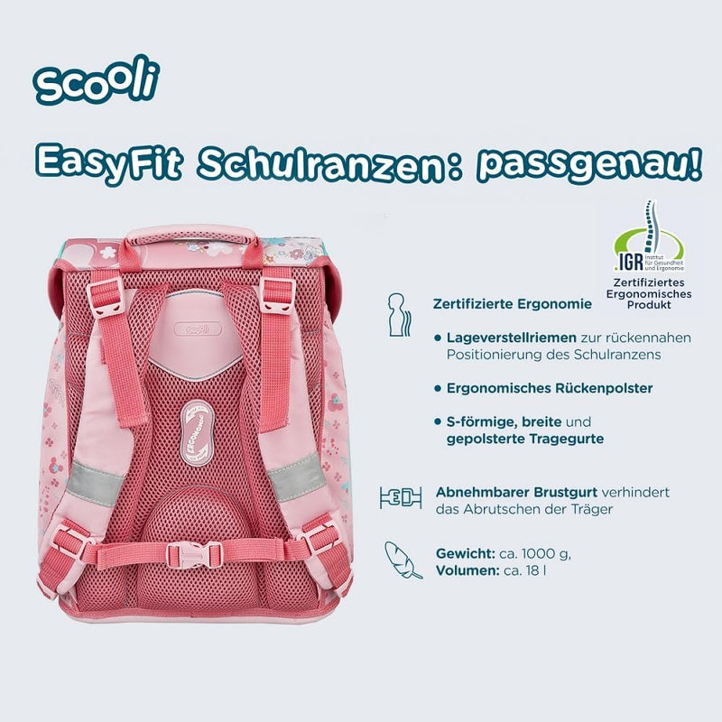 Familando Mädchen Schulranzen 1. Klasse · Scooli Easy FIT · ergonomischer Tornister · Schulranzen-Se