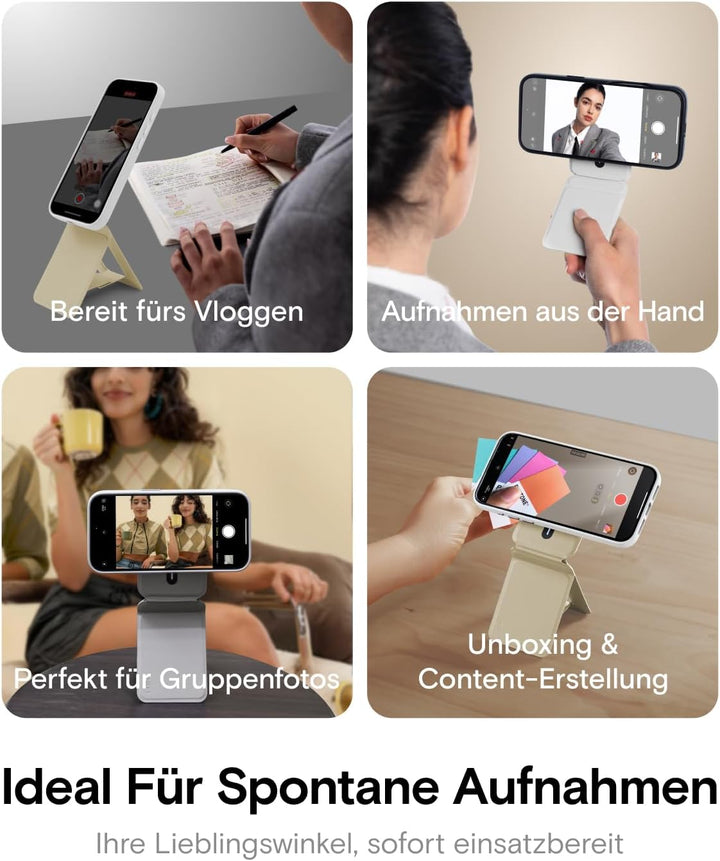 MOFT Handy Stativ für Smartphone, [Ultra Dünn &amp; Tragbar] Faltebar MOVAS Veganes Leder Stativ für Mag