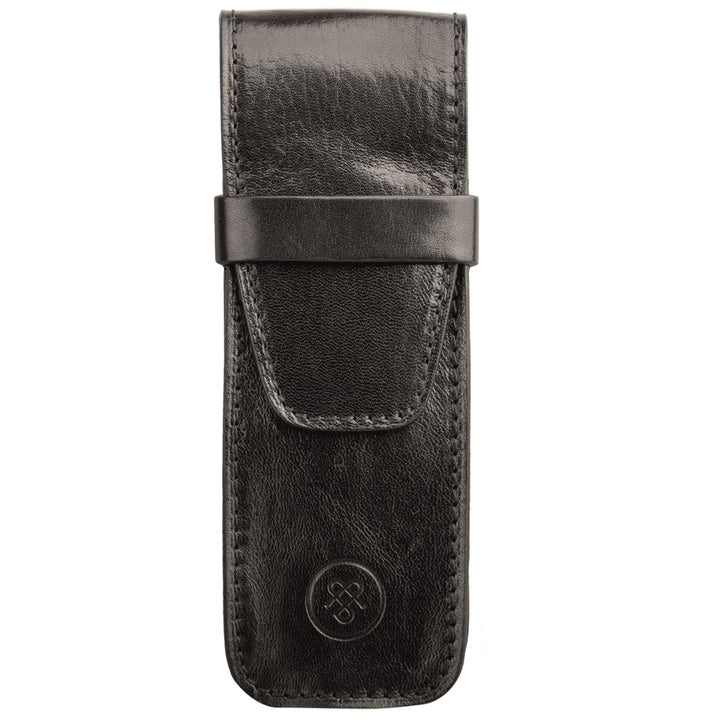 Maxwell-Scott Luxus Stiftetui aus Leder (Pienza), Schwarz, One Size, Schwarz