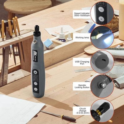 Mini Rotationswerkzeug USB-Akku-Rotationsbohrer mit variabler Geschwindigkeit, Mehrzweckschleifmasch
