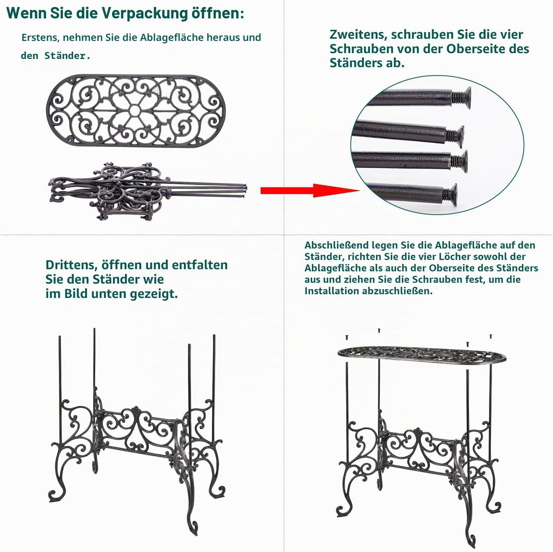 Sungmor Topfpflanzenständer aus Gusseisen, robust, 56cm Metallständer, 1 Ebene, dekorativer und Vint