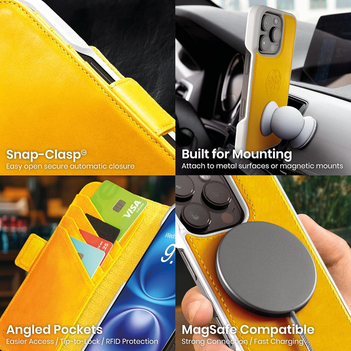 Dreem Fibonacci kompatibel mit iPhone 15 Pro Max Brieftaschen-Etui / 2-in-1 stossfestes Etui und abn