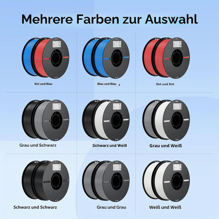 Creality Ender PLA Filament 1,75mm, 5 Schwarz-5 Weiss Set, 10er-Pack 1kg Spulen, Massgenauigkeit ±0,