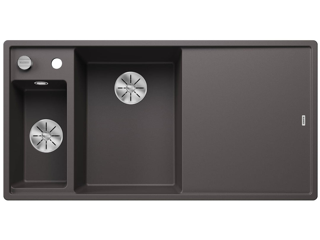 BLANCO AXIA III 6 S | SILGRANIT felsgrau | Einbauart: Einbau von Oben | Hauptbecken links | mit Holz