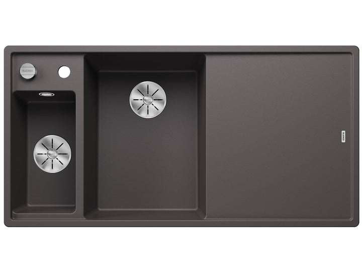BLANCO AXIA III 6 S | SILGRANIT felsgrau | Einbauart: Einbau von Oben | Hauptbecken links | mit Holz