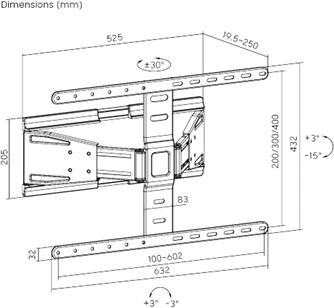 VALUE TV-Wandhalterung, Ultra-Slim, 43-90 Zoll, bis 50 kg