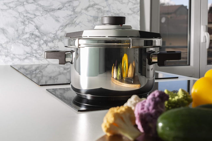 Barazzoni Facile Schnellkochtopf Easy Dual System einfach, Fassungsvermögen 4,5 l, Ø 22 cm, Edelstah