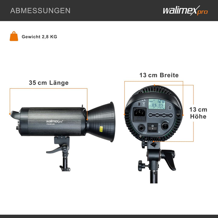 Walimex Pro Stager 400 HSS Studioblitz - leistungsstarker Studioblitz mit 2,4 GHz Empfänger, HSS-Mod