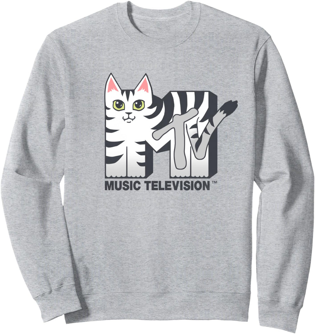 MTV Logo Striped Cat Sweatshirt