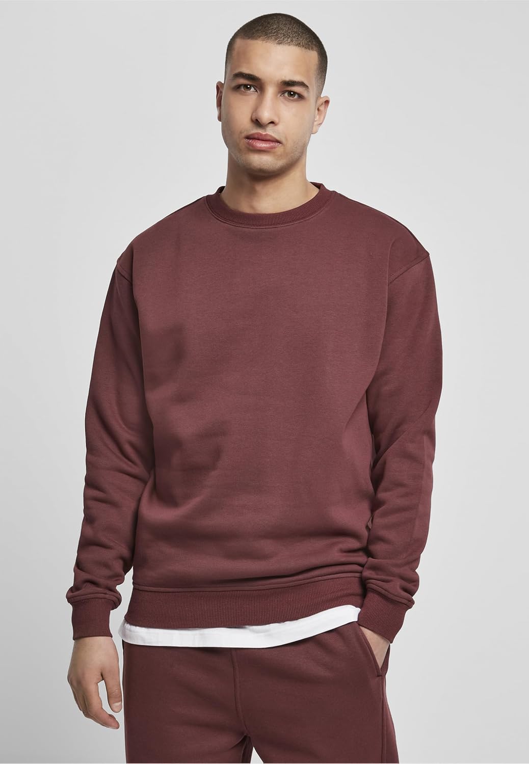 Urban Classics Herren Basic Pullover Crewneck Sweatshirt, verfügbar in 6 Farben, einfarbig, mit Rund