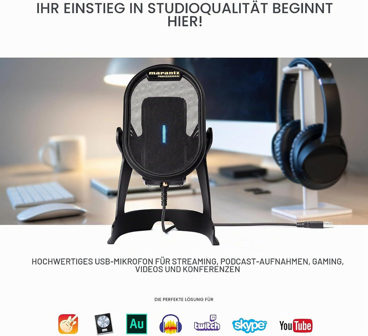 Marantz Professional Umpire – USB-Mikrofon für Aufnahmen, Podcasts, Streaming und Gaming mit Tischst