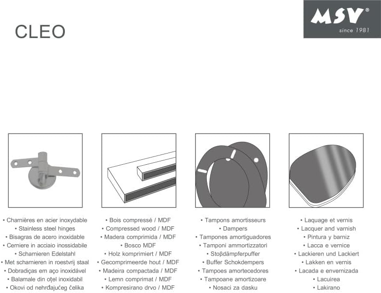 MSV - CLÉO MDF-WC-Sitz - Edelstahlscharniere - Absenkautomatik - Ø 370 x 450 mm - Matte Terrakotta-F