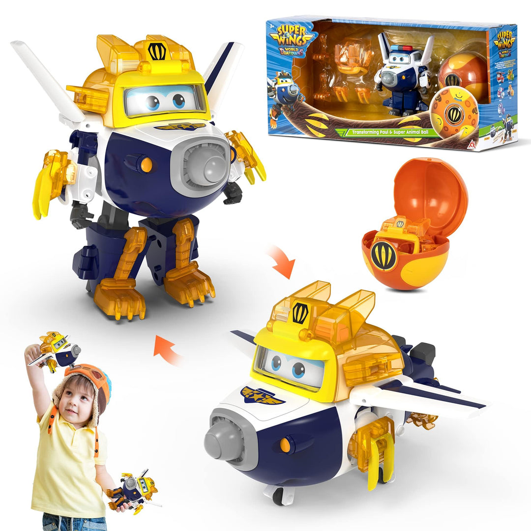 Super Wings EU760965 - Transforming Paul & Animal Power Ball, ca. 12,7 cm grosse verwandelbare Spiel