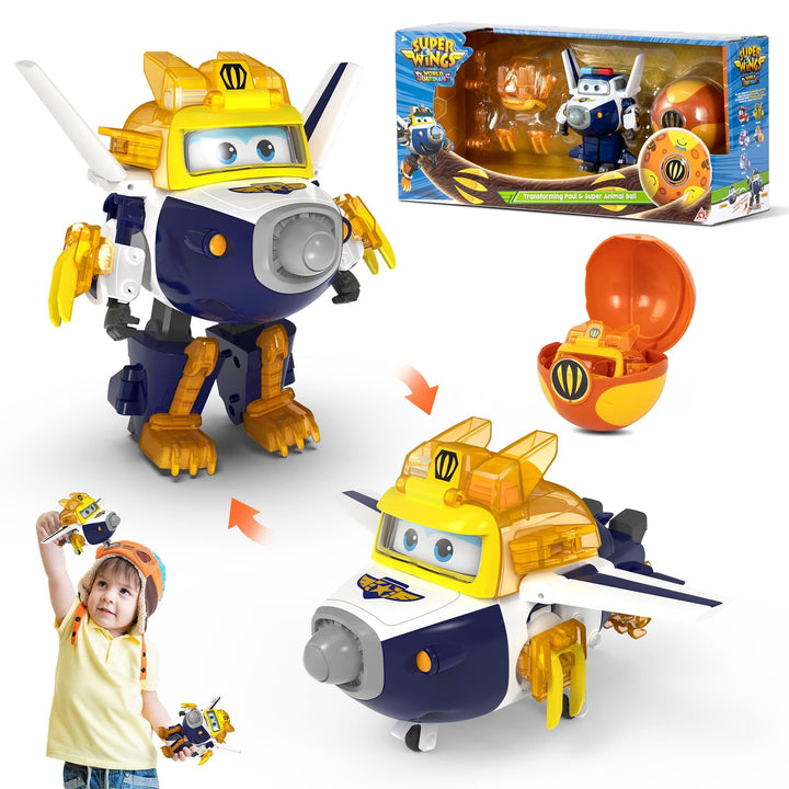 Super Wings EU760965 - Transforming Paul & Animal Power Ball, ca. 12,7 cm grosse verwandelbare Spiel