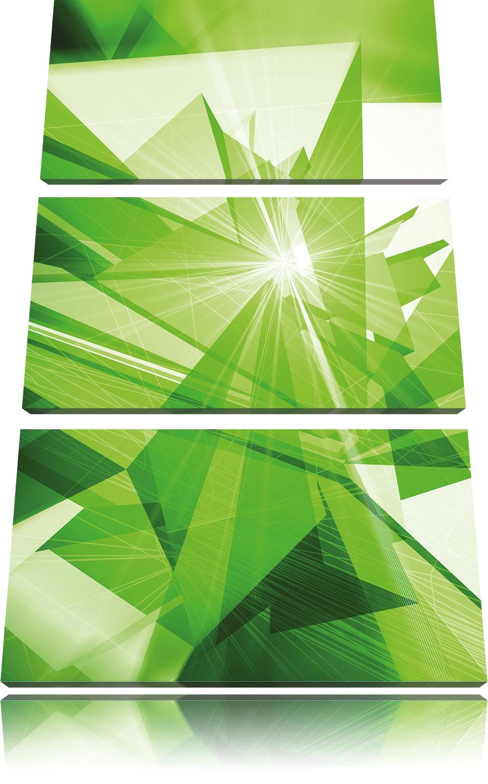 Pixxprint Abstrakt grünes EIS 3-Teiler Leinwandbild 120x80 Bild auf Leinwand