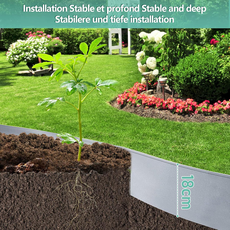 Vigevee Rasenkante verzinkt Metall, 5m 10m 15m 20m 25m 30m 35m 40m 45m 50m 100x15cm oder 100x18cm Be