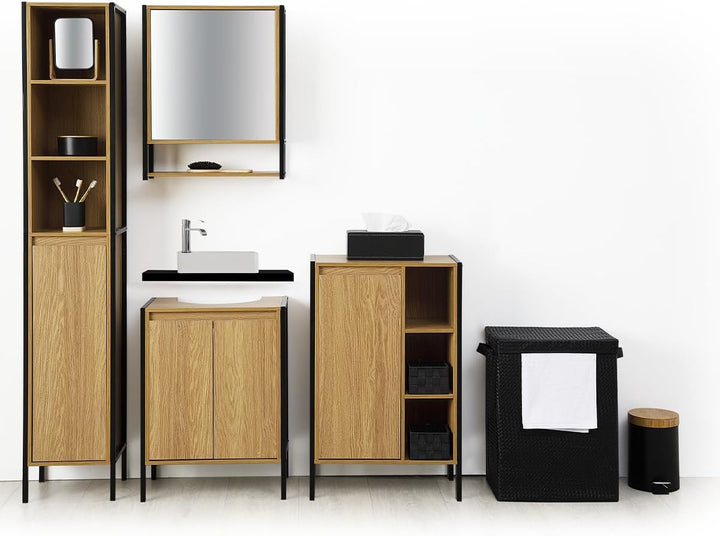 5five - mülleimer mit bambusdeckel 3l naturéo schwarz, Schwarz