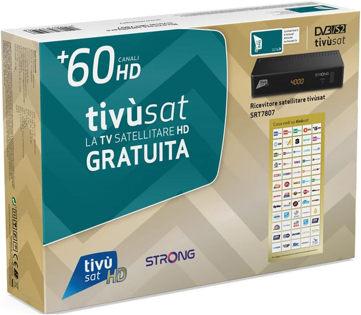 Strong STRONG SRT 7807 DECODER S2 TVSAT NERO Satellite + Tivusat Card, Satellite + Tivusat Card