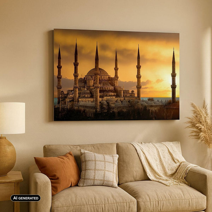 Bilder auf Leinwand 100x70cm Leinwandbild Sonnenuntergang istanbul türkei reise Gross Wanddeko Bild