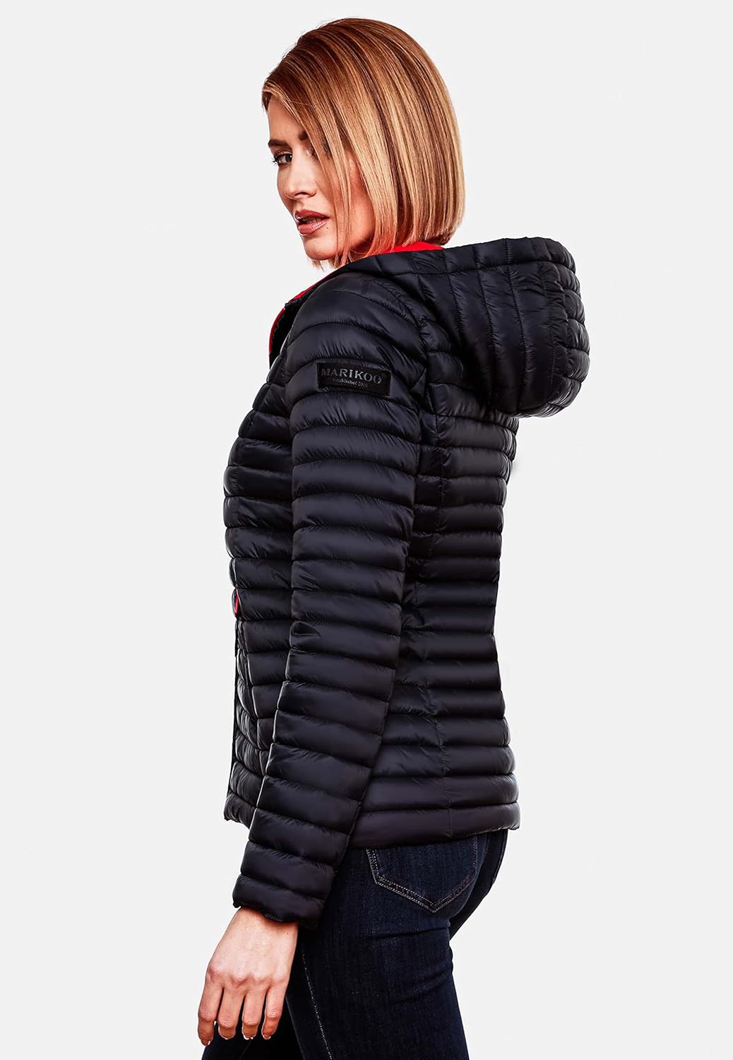 MARIKOO Damen leichte Übergangsjacke Steppjacke mit Kapuze Asraa XS-3XL, XS Navy