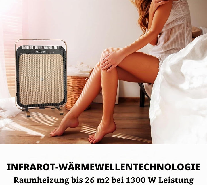 Klarstein HeatPal Marble Blackline Infrarot-Heizung mit Thermostat - mobiles Heizgerät, Standheizger