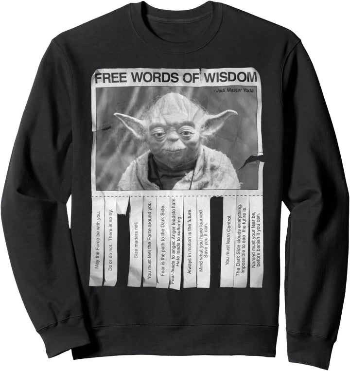 Star Wars Yoda Free Words Of Wisdom Text Paper Sweatshirt