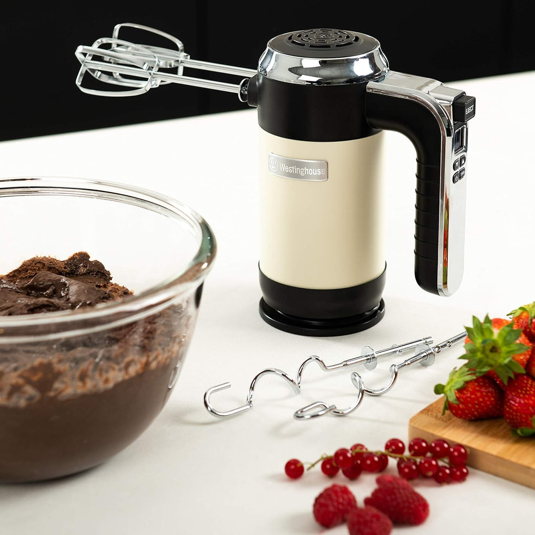 Westinghouse Retro Handmixer, 5 Geschwindigkeitsstufen + Turbofunktion, 2 Rührbesen, 2 Knethaken, LC