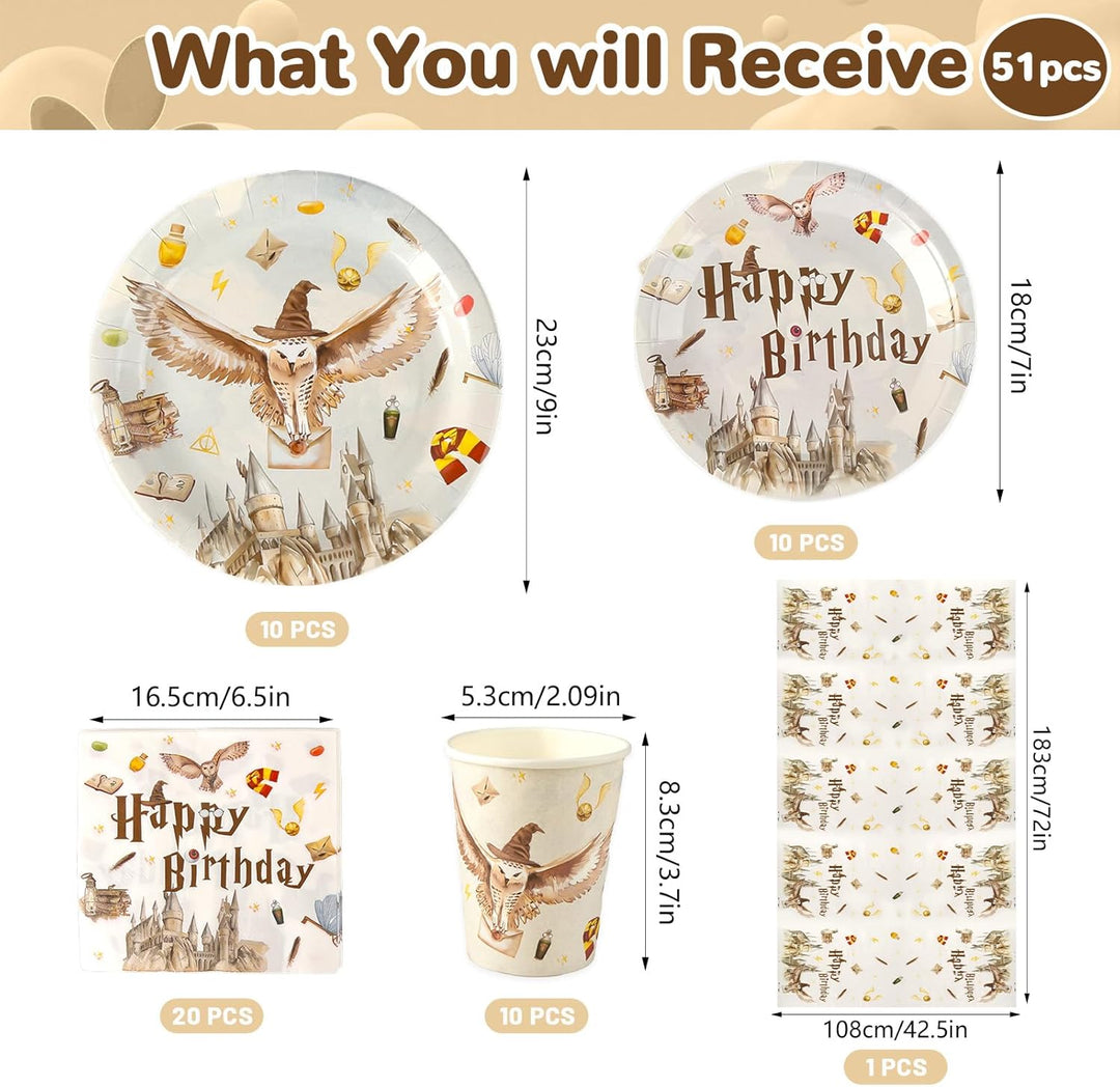 Geburtstagsdeko Partygeschirr Set- 51Pcs Geburtstag Geschirr Tableware Kindergeburtstag Teller Kit P
