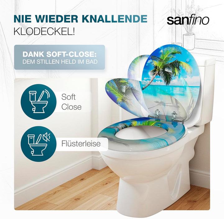 Premium WC Sitz mit Absenkautomatik – hochwertige Toilettendeckel aus Holz, viele bunte Motive, hohe