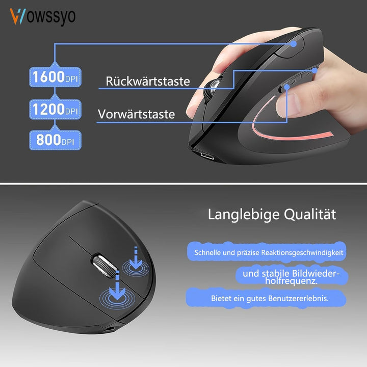 2.4G Wireless Vertikale Ergonomische, Wiederaufladbar, Optische Maus Vertical Ergonomic Optical Mous