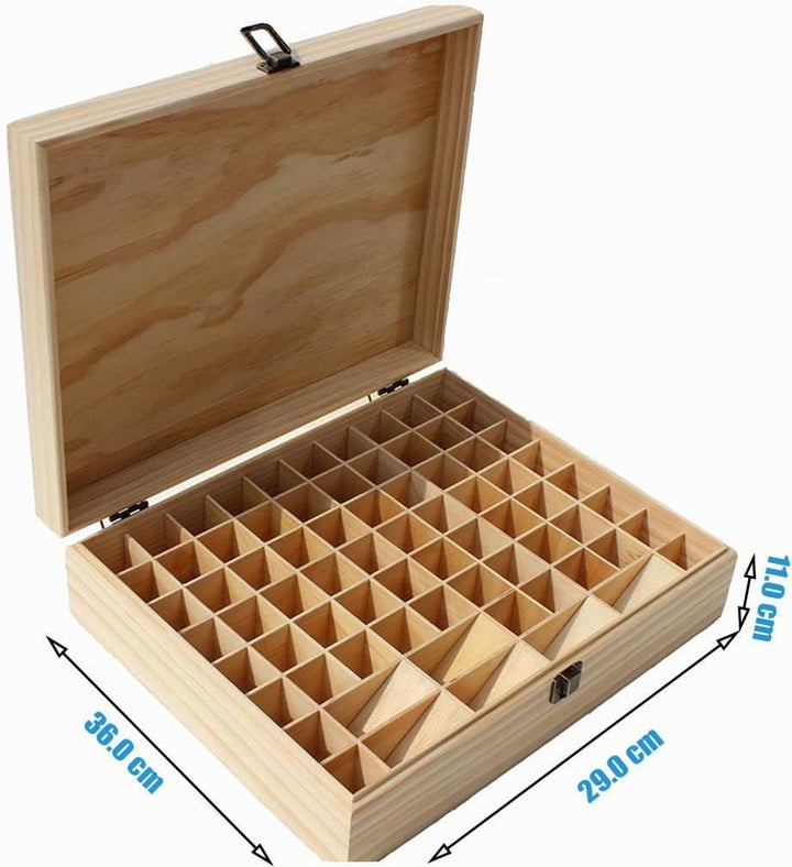 Gracelaza Aufbewahrungsbox aus Holz für ätherisches Öl, Aromatherapie – Holzkiste für 74 Flaschen –