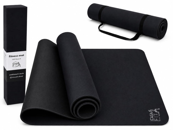 Fitnessmatte, Yogamatte aus umweltfreundlichem Naturkautschuk und rutschfest mit Design und Tragegur