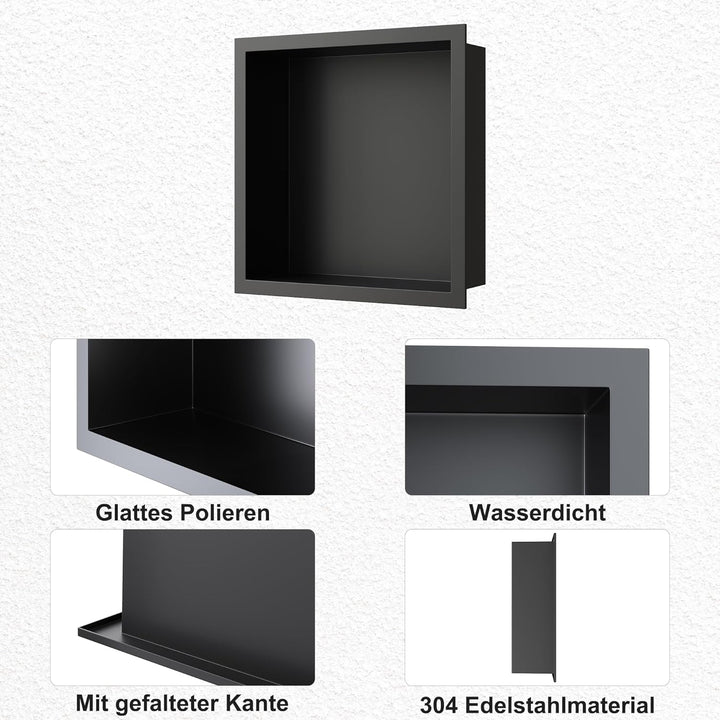 SONNI Wandnische Dusche Edelstahl, eingebettete Duschnische, Einzelregal Lagerung für Badezimmer, Wa