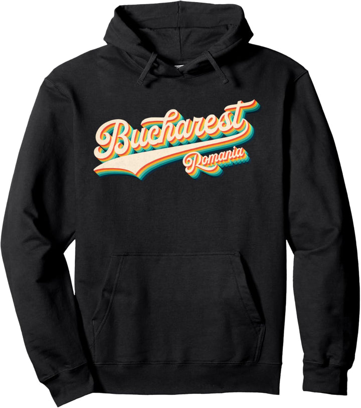 70s Vintage Retro Bucharest Romania Throwback Gift Pullover Hoodie