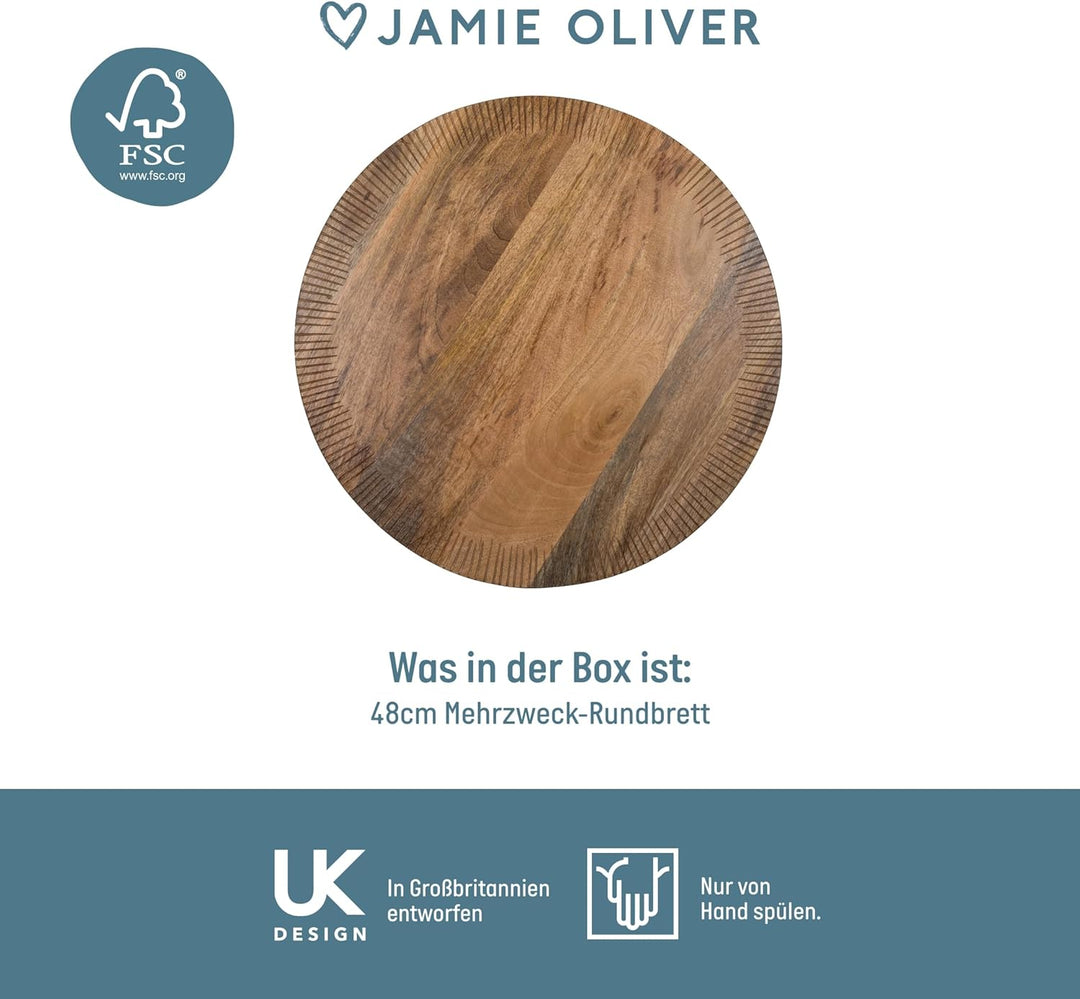 Jamie Oliver Big Love Alleskönner-Brett, FSC-Mangoholz, Holzbrett mit Geätztem Rand, Servierbrett, 4