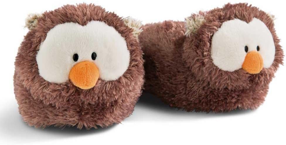 NICI 48934 Eule Oscar Grösse (M) 34-37 braun-Nachhaltige warme Kuscheltier Hausschuhe für Jungen und