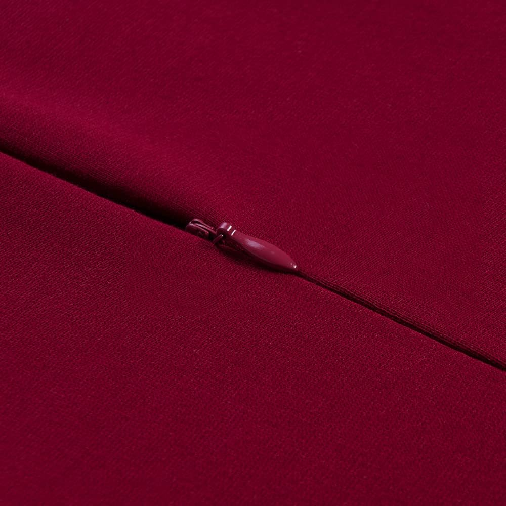 HOMEYEE Damen Vintage V-Ausschnitt Bodycon Business Bleistiftkleid mit Schlitz B700, XL Burgund