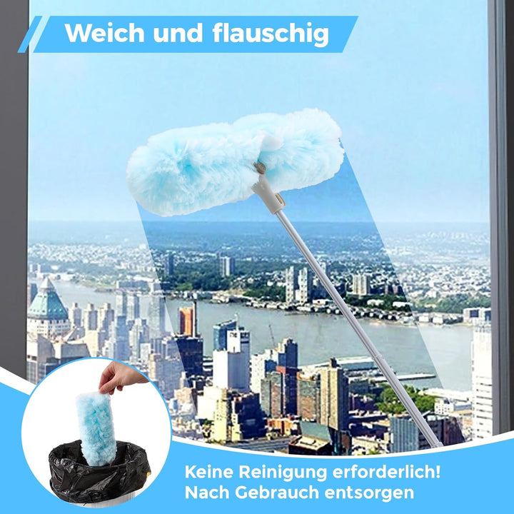 Staubwedel Teleskop Kompatibel mit Swiffer Staubmagnet Nachfüllpackung, 180cm Teleskopstange mit 20