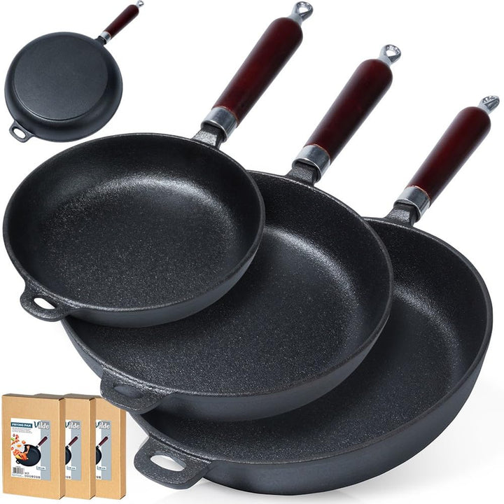 Vilde Gusseisenpfannen-Set Eisenpfanne Grillpfanne aus Gusseisen Cast Line